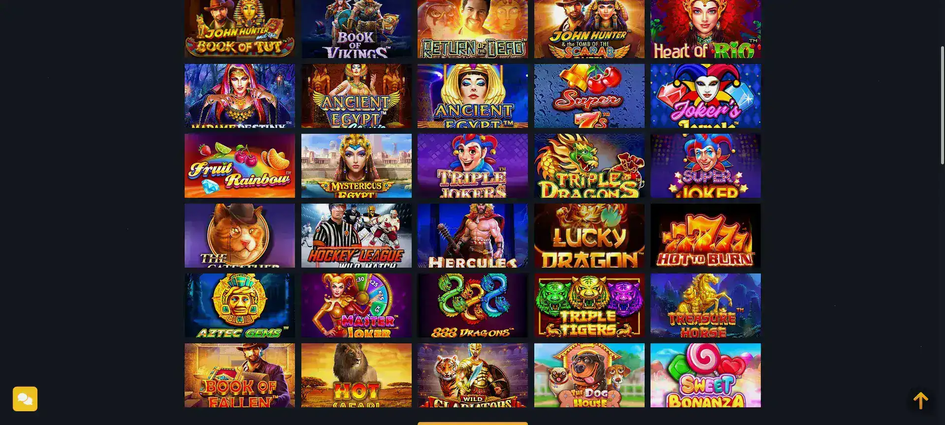 Интерфейс игрового зала Monro casino с множеством слотов